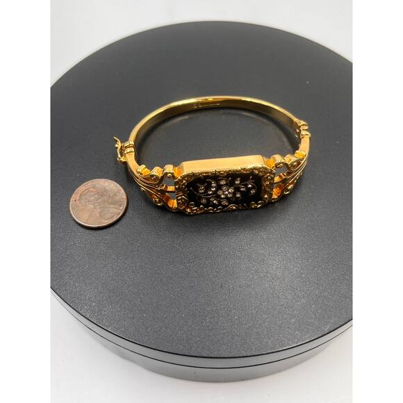 Avon Smithsonian Institution Vintage Mary Todd Lincoln Black Enamel Bracelet Box - Picture 8 of 8